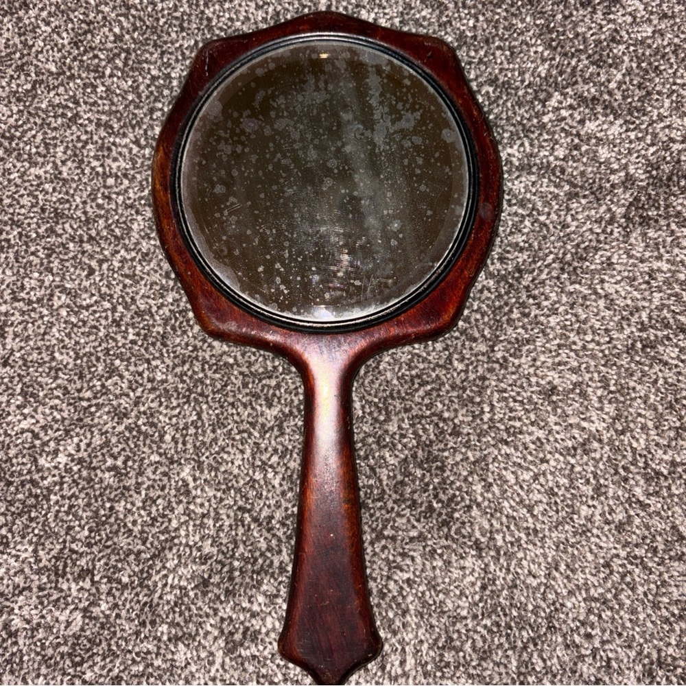 Antique Wooden Handheld Mirror